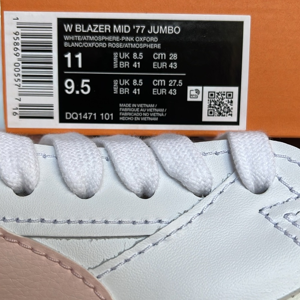 Nike WMNS BLAZER MID '77 JUMBO
WHITE/ATMOSPHERE-PINK
OXFORD-SAIL-SUMMIT
WHITE - Picture 16 of 16